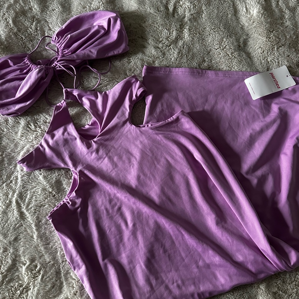 Lavender Purple Satin-Look 2-Piece Set